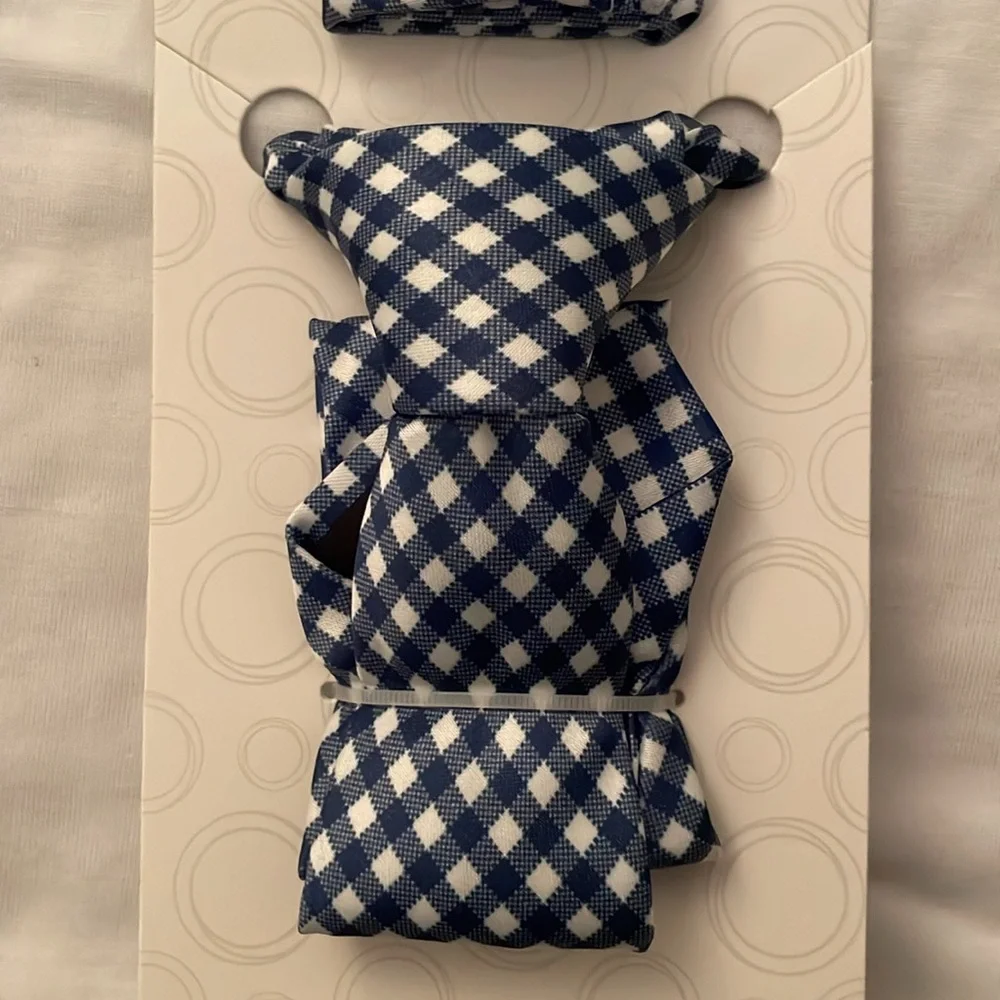 Wonder Nation Navy & White Checkered Baby Boy Zip Tie & Pocket Square Set